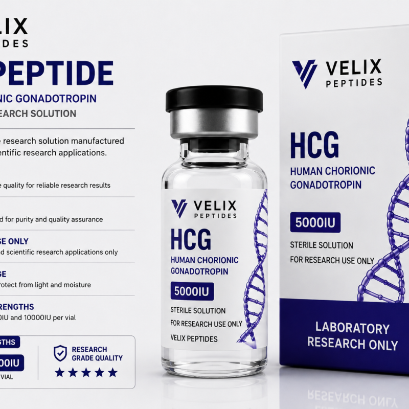 HCG peptide laboratory research solution 5000IU by Velix Peptides