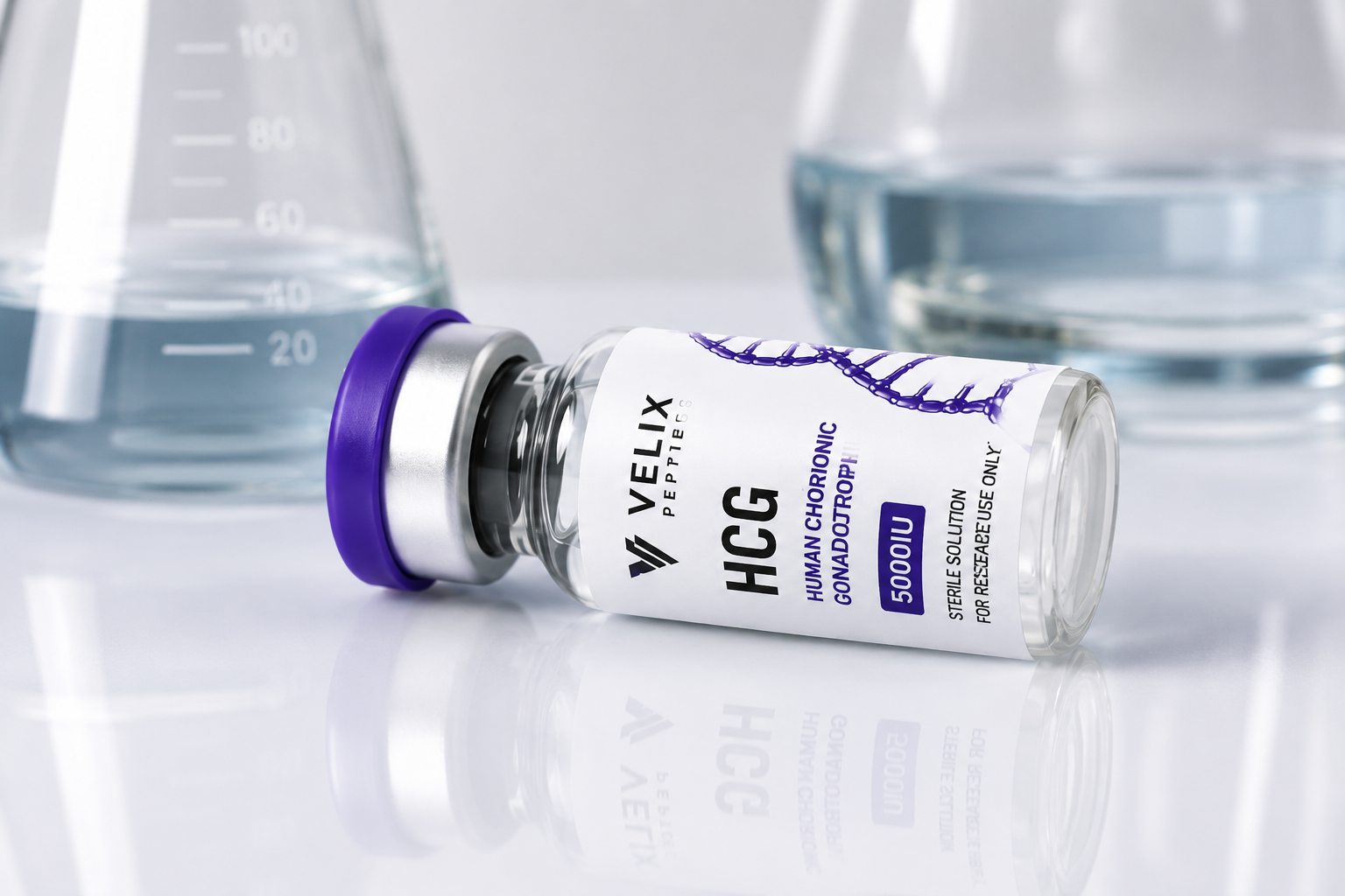 HCG peptide vial and packaging laboratory product image HCG peptide vial and packaging laboratory product image