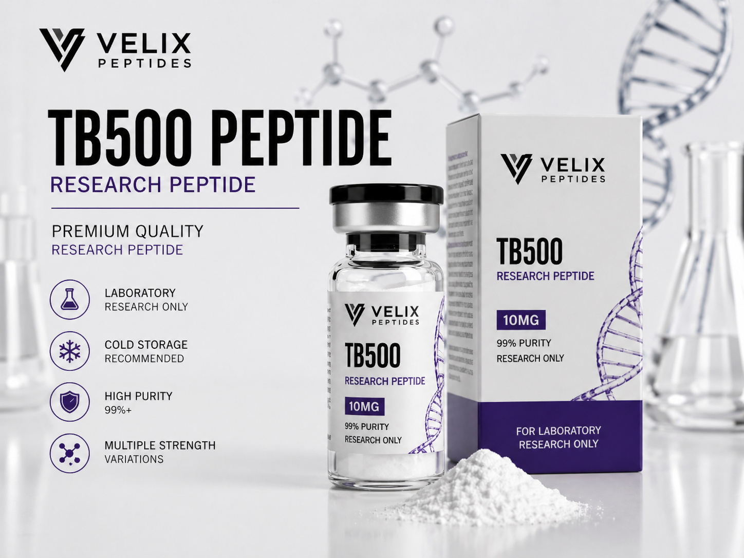 TB500 peptide research peptide vial with lyophilized powder TB500 peptide research peptide vial with lyophilized powder