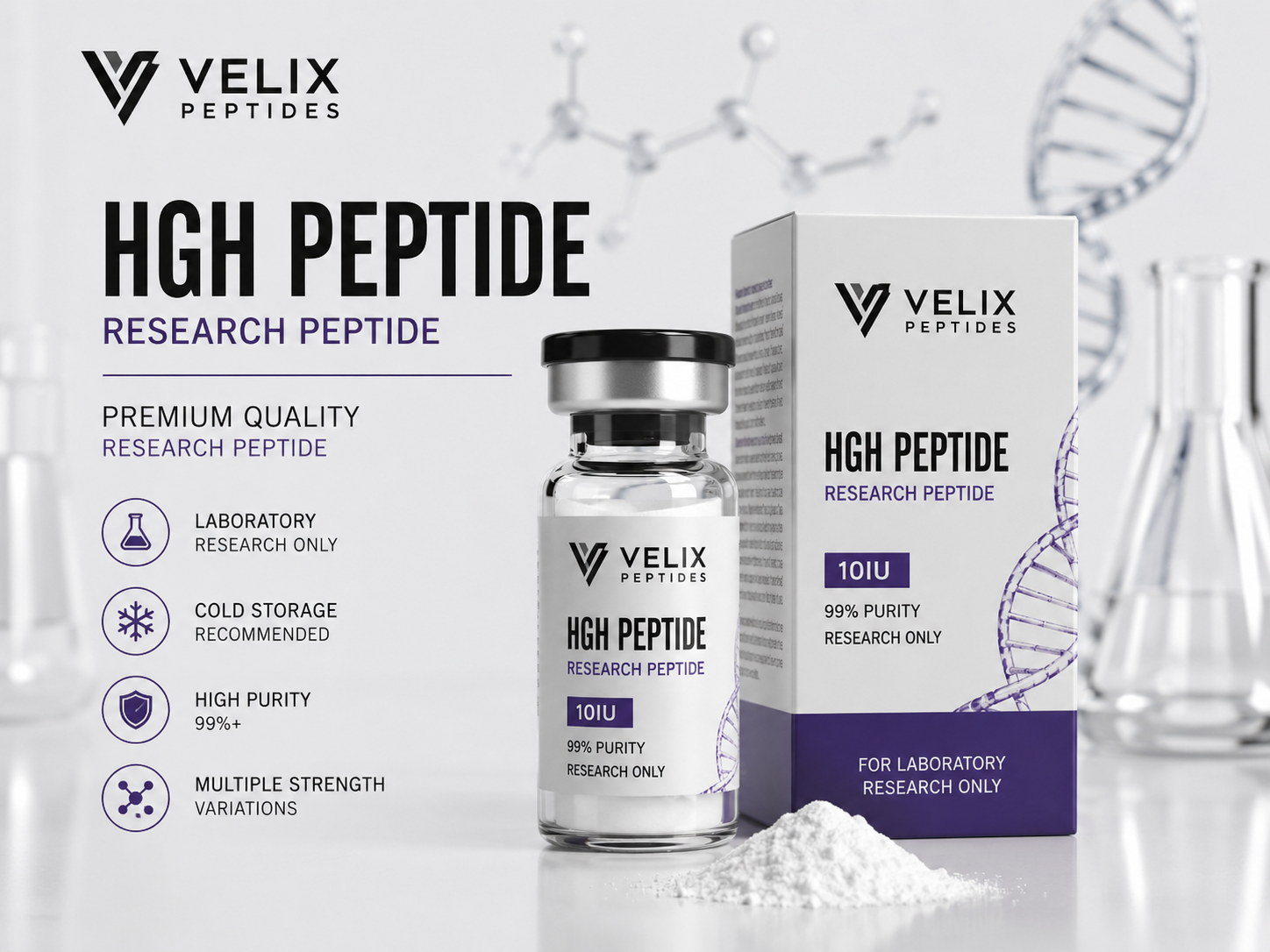 Premium HGH Peptide research compound laboratory vial Premium HGH Peptide research compound laboratory vial
