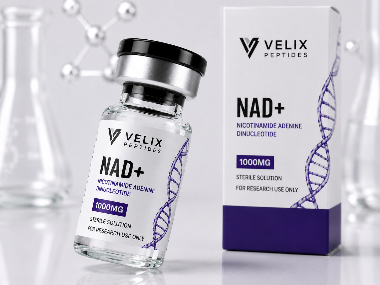 NAD+ research vial and packaging NAD+ research vial and packaging